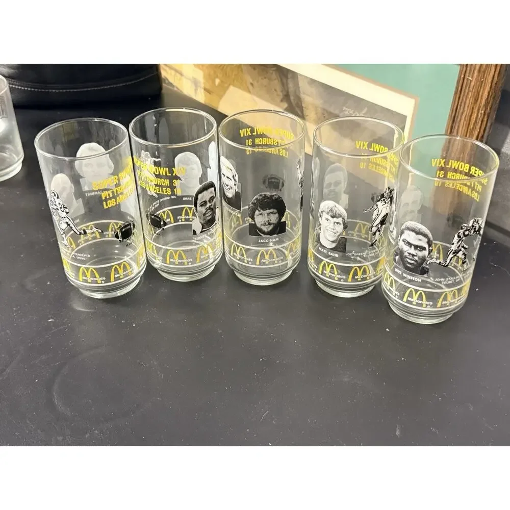 Vintage 1980 McDonald’s Super Bowl XIV Pittsburgh Steelers Glasses Set of 4